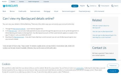 Can I view my Barclaycard details online? | Barclays
