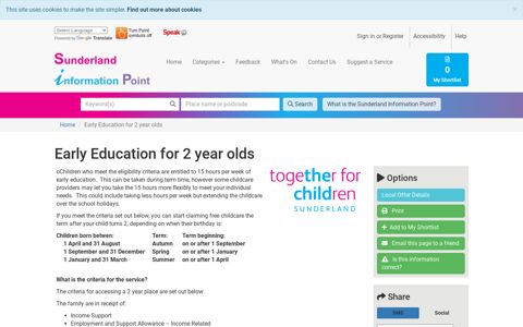 Early Education for 2 year olds | Sunderland Information Point