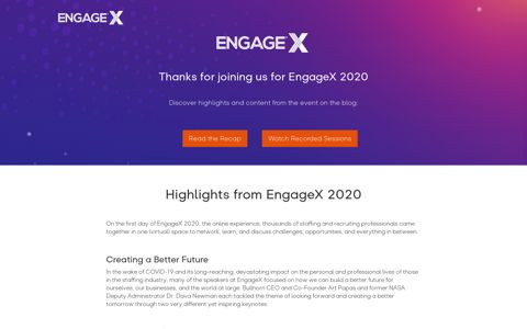 Home - EngageX 2020 - Bullhorn Engage