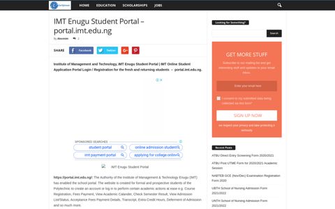IMT Enugu Student Portal - portal.imt.edu.ng - Eduinformant