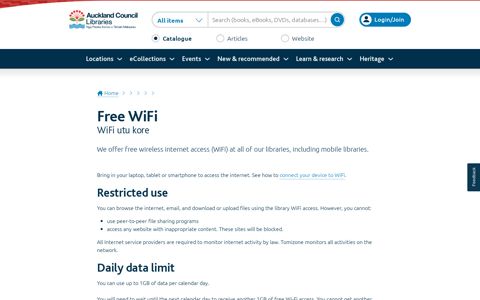 Free WiFi - Auckland Libraries