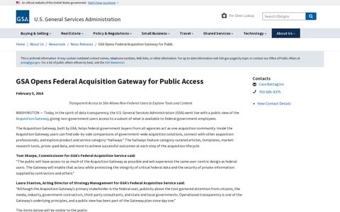 GSA Opens Federal Acquisition Gateway for Public Access ...