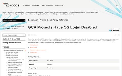 GCP Projects have OS Login disabled - Palo Alto Networks