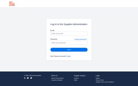 Log in to the Supplier Administration - GetYourGuide for ...
