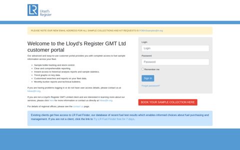 the Lloyd's Register GMT Ltd customer portal