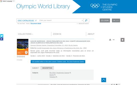 Guía de ingressos : Jogos ... - Olympic World Library