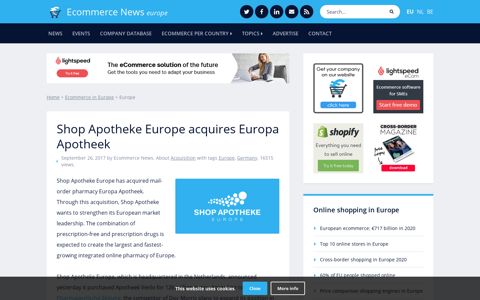 Shop Apotheke Europe acquires Europa Apotheek