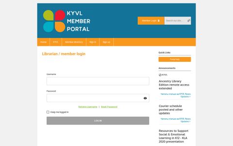 Librarian / member login - KYVL Member Portal
