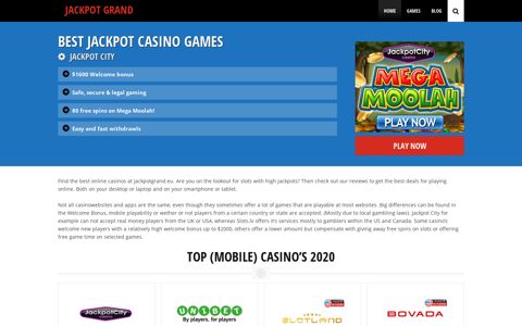 Jackpot games - the best online casinos selected. Safe and ...