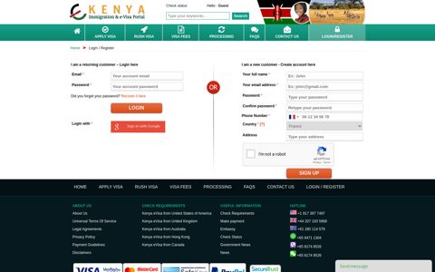 Login / Register - Kenya eVisa Online - Apply for a Kenya eVisa