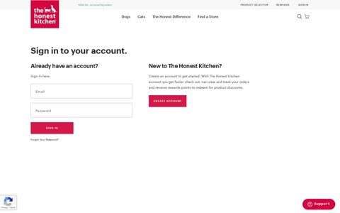 Sign in to your account. - The Honest Kitchen