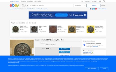Austria 2 Heller 1897 Extremely Fine Coin | eBay