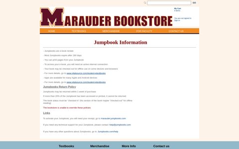 Jumpbook Information | Marauder Bookstore