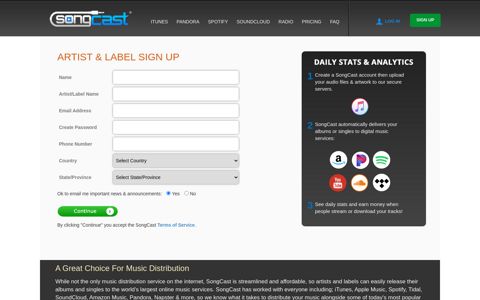 Register To Upload Songs To iTunes Faster | SongCast