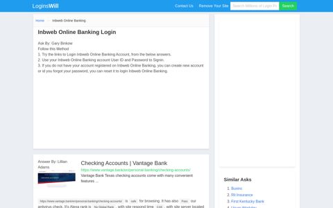 Inbweb Online Banking Login - LoginWill
