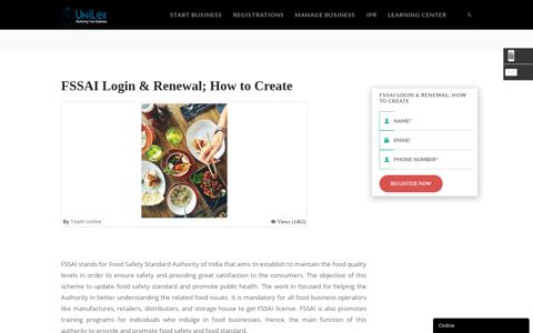 FSSAI Login & Renewal; How to Create - Unilex Consultants