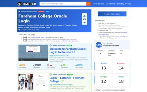 Fareham College Oracle Login - Logins-DB