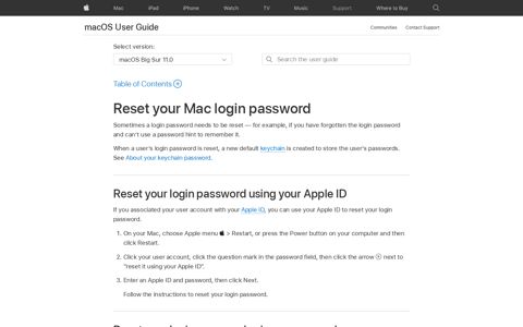 Reset your Mac login password - Apple Support