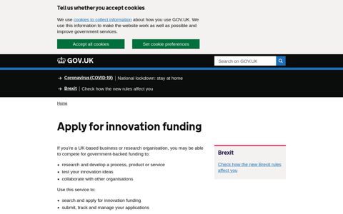 Apply for innovation funding - GOV.UK