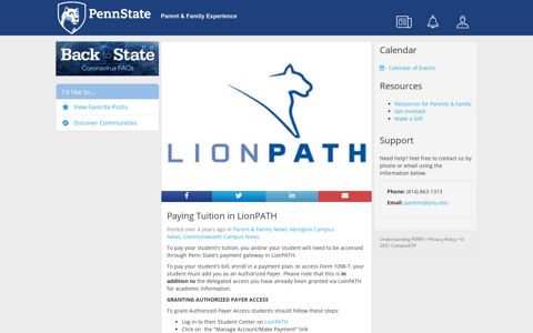 Paying Tuition in LionPATH - The Penn State Parent and ...
