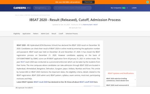 IBSAT 2015 - Application, Exam Pattern, Admit Card, Result