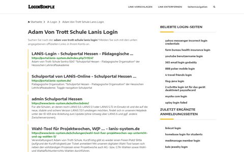 Adam Von Trott Schule Lanis Login - LoginSimple.de