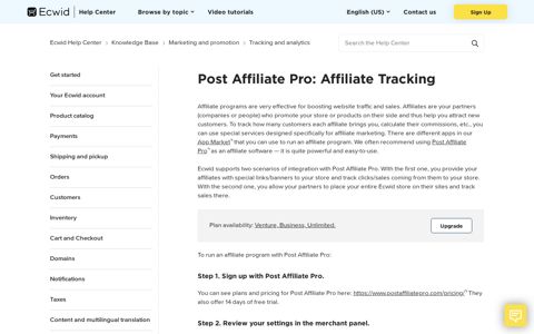 Post Affiliate Pro: Affiliate Tracking – Ecwid Help Center