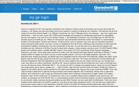 my ge login - Goodwill of Delaware and Delaware County