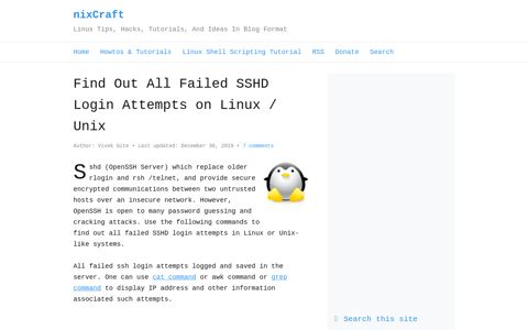 Find Out All Failed SSHD Login Attempts on Linux / Unix ...