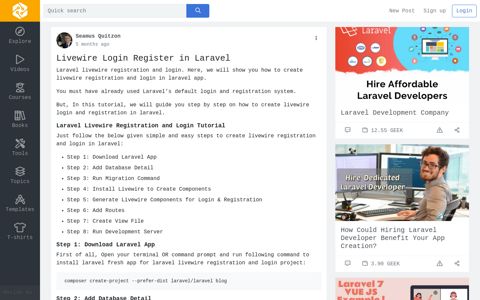 Livewire Login Register in Laravel - Morioh