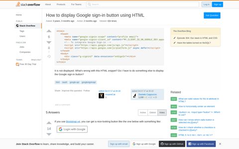 How to display Google sign-in button using HTML - Stack ...