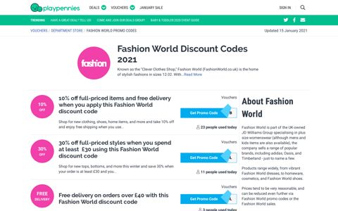 Fashion World Discount Codes & Promo Codes | 10% Off In ...
