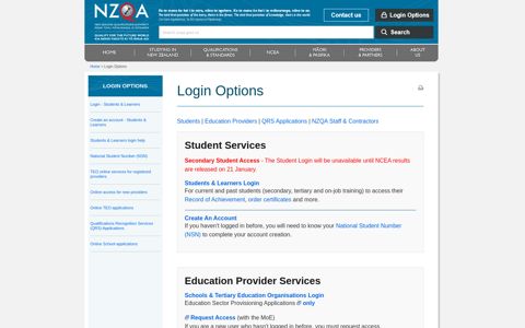 Login Options » NZQA