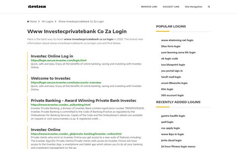 Www Investecprivatebank Co Za Login ❤️ One Click Access