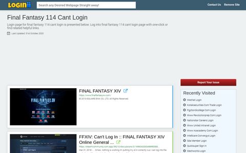 Final Fantasy 114 Cant Login - Loginii.com