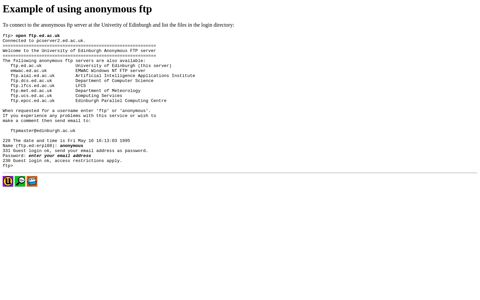 Example of using anonymous ftp
