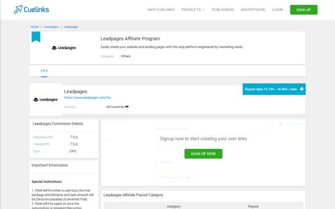 Leadpages Affiliate Program with Payout 18.9% - Cuelinks