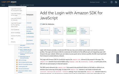 Add the Login with Amazon SDK for JavaScript | Login with ...