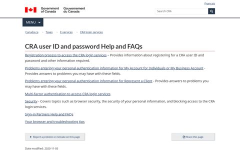 CRA user ID and password Help and FAQs - Canada.ca