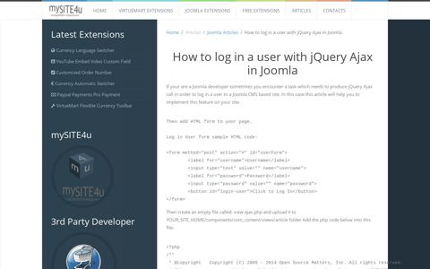 How to log in a user with jQuery Ajax in Joomla