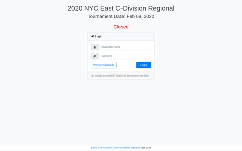 2020 NYC East C-Division Regional | Login - ESUS