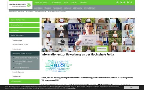 Bewerbung für ein Studium – Hochschule Fulda