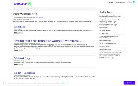Jaring Webmail Login jaring.my - http://jaring.my/ - LoginDetail
