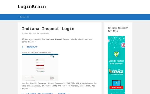 indiana inspect login - LoginBrain