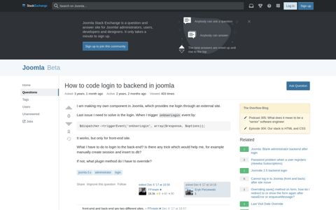 How to code login to backend in joomla - Joomla Stack ...