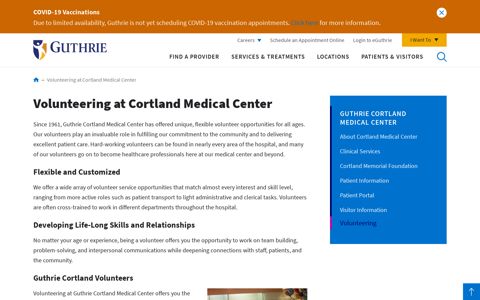 Volunteering at Cortland Medical Center | Guthrie