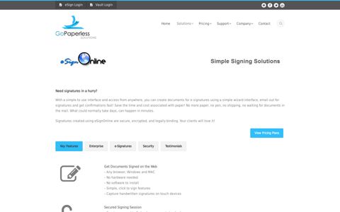 GoPaperless Solutions eSignOnline - GoPaperless Solutions