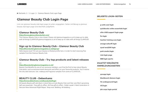 Glamour Beauty Club Login Page | Allgemeine Informationen zur ...