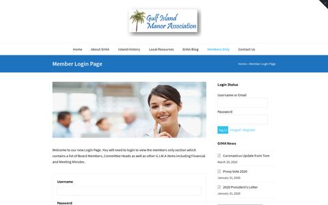 Member Login Page - Gulf Island Manor Association