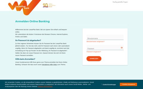 Anmeldung Online-Banking | LeasePlan Bank - LeasePlan Bank